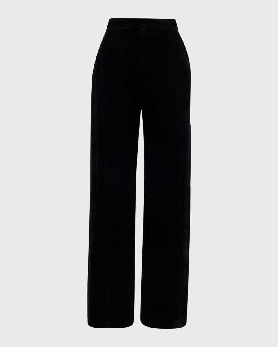 x Atelier Jolie Mid-Rise Velvet Straight-Leg Trousers